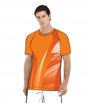 Футболка простая 208 мужская рукав короткий фигурный реглан расцветка4 оранжевая